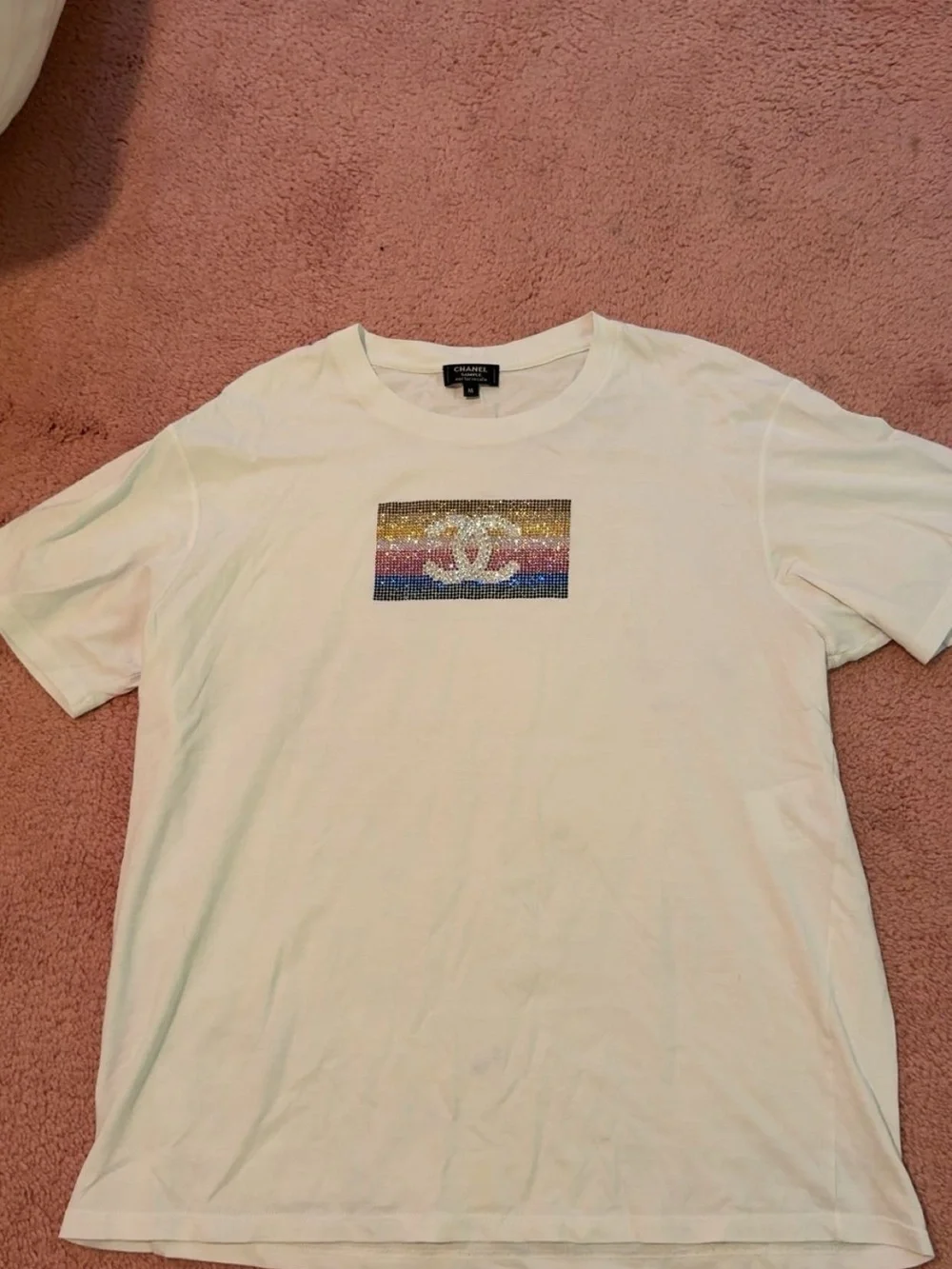 CHANEL rainbow logo tee